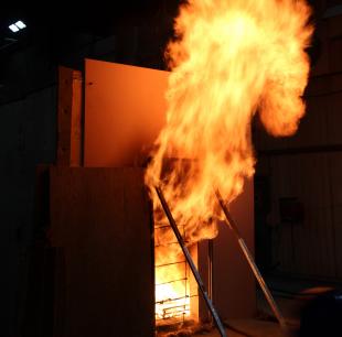 Picture of flames emerging from a door